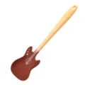 Creative guitar silicone spatula for baking and cooking, non-stick kitchen spoon tool - Yellow Handle + Brown Spatula Head