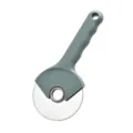 Stainless steel pizza cutter wheel with ergonomic green handle, sharp rolling blade. - Straight Handle Style / Green