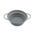 Grey round collapsible silicone draining basket with dual handles for kitchen vegetable washing. - Solid Basket / S / Gray