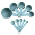 Plastic measuring cups and spoons set baking tools with clear capacity scales! - 10-Piece Set / Blue