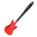 Guitar shaped silicone cooking spatula and spoon, non-stick pan safe, red and black. - Black Handle + Red Spatula Head