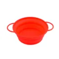Red collapsible silicone colander washing basin kitchen food fruit vegetable strainer basket tool - Solid Basket / S / Red