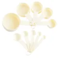 Plastic measuring cups and spoons set, kitchen baking tool with capacity markings. - 10-Piece Set / Off White