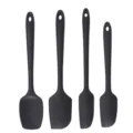 Black silicone spatulas set, four pieces variant for baking and cream scraping tool. - 4-Piece Boxed Set / Black