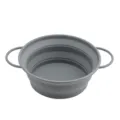Foldable silicone draining basket grey kitchen colander vegetable washing bowl dual handles - Solid Basket / L / Gray