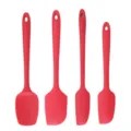Red silicone spatula set, seamless baking scraper tools for cake cream mixing, heat resistant. - 4-Piece Boxed Set / Red