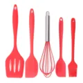 Set 5 pezzi utensili da cucina in silicone rosso antiaderente resistente al calore - Rosso