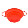 Red collapsible silicone colander basket with double handles for kitchen vegetable washing. - Solid Basket / L / Red