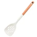 Spatule Ajourée en Silicone avec Manche en Bois Ustensile de Cuisine Antiadhésif - Grande Louche Percée