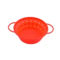 Red collapsible silicone colander with dual handles, ideal for kitchen food straining. - Colander Basket / S / Red