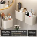 Suction cup comb storage holder cream style bathroom wall mounted rack organizer for toothbrush - 3 Pieces/Pack / Creamy White