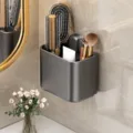 Wall-mounted suction comb storage rack ABS bathroom organizer for toothbrush razor holder daily use - 1 Piece / Gunmetal Gray