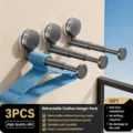 Gun gray suction cup telescopic clothes hanger rack variant 3-pack wall-mounted storage - 3 Pieces/Pack / Gunmetal Gray