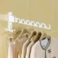 Wall mounted folding clothes drying rack space saving collapsible laundry hanger for home balcony. - 1 Piece / Pearl White