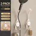 Supporto per Soffione Doccia a Ventosa Bianco Latte ABS Gomma Staffa da Muro 2 Pz Set - Set da 2 Pezzi / bianco crema