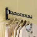 Wall mounted folding clothes drying rack for indoor balcony bathroom space saving use - 1 Piece / Matte Black