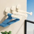 Suction cup retractable clothes hanger wall mounted drying rack organizer set 3pcs - 3 Pieces/Pack / Creamy White