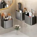 Support brosse à dents à ventouse mural, lot de 3 ABS gris canon de fusil, organiseur de bain. - 3 Pièces/Paquet / Gris Canon de Fusil