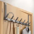 Over the door coat rack gun grey heavy duty hook hanger for bedroom bathroom storage organizer - 7-Hook Rack / Standard Door / Gunmetal