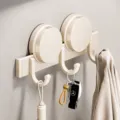 Gancio da parete a ventosa senzaforatura, pratica mensola portaoggetti per bagno. - 3 Ganci / Crema