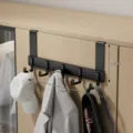 Over the door hook black metal cabinet hanger multi hook storage rack for dorm kitchen. - Cabinet Door Hooks, Black