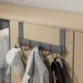 Black over door hook multi-hook cabinet hanger for kitchen and student dorm room storage. - Gunmetal Grey Cabinet Door Hooks