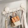 Appendiabiti a ventosa senza foratura, 6 ganci resistenti per porta e bagno di casa tua. - 6 Ganci / Crema