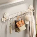 Appendino murale a 8 ganci, gancio adesivo bianco crema per porta e bagno organizzazione. - Modello a 8 Ganci / Crema