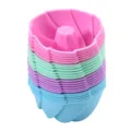 Silicone baking mold set round colorful cupcake molds for kitchen baking and kids party supplies - Set of 24