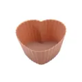 Heart-shaped silicone baking mold, non-stick muffin cup and cute dessert mold for kitchen. - Heart / Orange