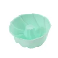 Mint green silicone bundt cake mold, heat-resistant fluted baking pan for kitchen and parties. - Green