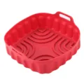 Red square silicone air fryer pot with handles, heat-resistant baking liner basket accessory. - Small 136g / Red
