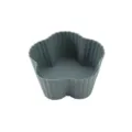 Dark grey silicone flower baking cup, flexible muffin liner and kitchen cake mold. - Flower Style / Green