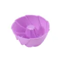 Purple silicone bundt cake mold, flexible round baking pan for chiffon cakes and DIY desserts. - Purple
