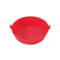 Red silicone air fryer pot round baking basket liner with handles for kitchen ovens - S / Red