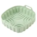 Square silicone air fryer pot liner, non-stick baking mat for oven and kitchen cooking. - Large (20.5x20.5cm) / Green