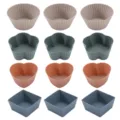 Silicone cupcake molds set baking cups muffin liners round heart square shape kitchen tools - 12 Pieces/Pack (OPP Bag Pack)