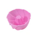 Pink silicone bundt cake mold, fluted baking pan for homemade pastries and kids party treats. - Pink