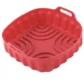 Extra large square silicone air fryer liner mat, heat resistant baking tray for oven microwave. - Large (20.5x20.5cm) / Red