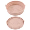 Collapsible silicone air fryer pot round baking basket liner heat-resistant mat pink variant. - Round / 126g / Pink