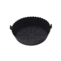 Black round silicone air fryer pot with side handles, heat resistant baking basket liner. - S / Black