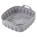 Square air fryer silicone pot, gray non-stick baking basket with handles for oven cooking. - Large (20.5x20.5cm) / Gray