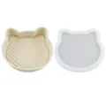 Cute cat shaped silicone air fryer liner and food container set in beige and grey colors. - Kitten 215g (Off-White)