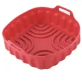 Rote quadratische Silikon Airfryer Einlage wiederverwendbare Backmatte Ofen Korb - Extragroß (25x25cm) / Rot