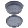 Round collapsible silicone air fryer pot, grey foldable baking basket mat for oven. - Round / 126g / Gray