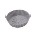 Round silicone air fryer pot liner, heat resistant baking basket for oven and microwave. - S / Light Gray