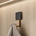 Modern wall mounted single coat hook black and gold metal entryway hook for clothes. - 1PC / Black & Gold