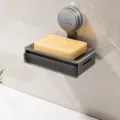 Gun grey wall mounted suction cup soap dish with sponge for bathroom shower organizer variant - Single Layer / Starry Gray - Single Layer