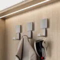 Modern minimalist metal wall hook single coat hook for entryway wardrobe hallway use - 3 Piece Set / Silver