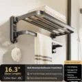 Gunmetal wall-mounted folding towel rack with carbon steel and ABS, space-saving design. - 40CM / Gunmetal Gray